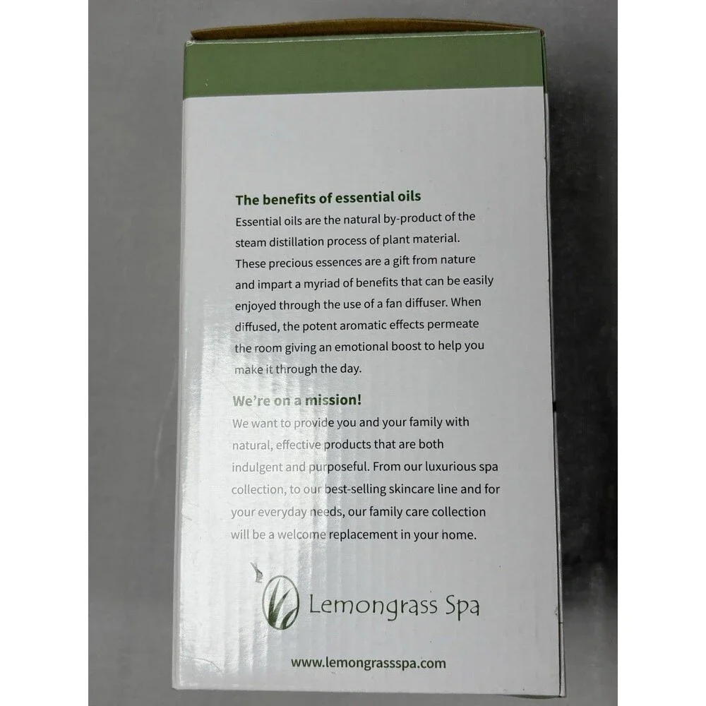 Lemongrass Spa Essential Oil Diffuser White USB Portable Fan Diffuser New